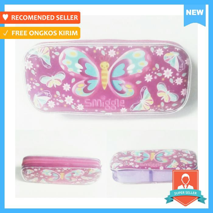 

Tempat Pensil - Kotak Pensil Mika Tebal Tulisan Smiggle Motif Kupu Kupu - Alat Tulis