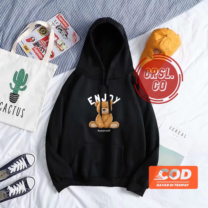 Sweater Hoodie Crewneck Pull Over Teddy Bear Enjoy your Life Kualitas Distro Murah Tebal Nyaman Dipakai // SWITER HODIE CREWNECK PRIA WANITA BISA COD