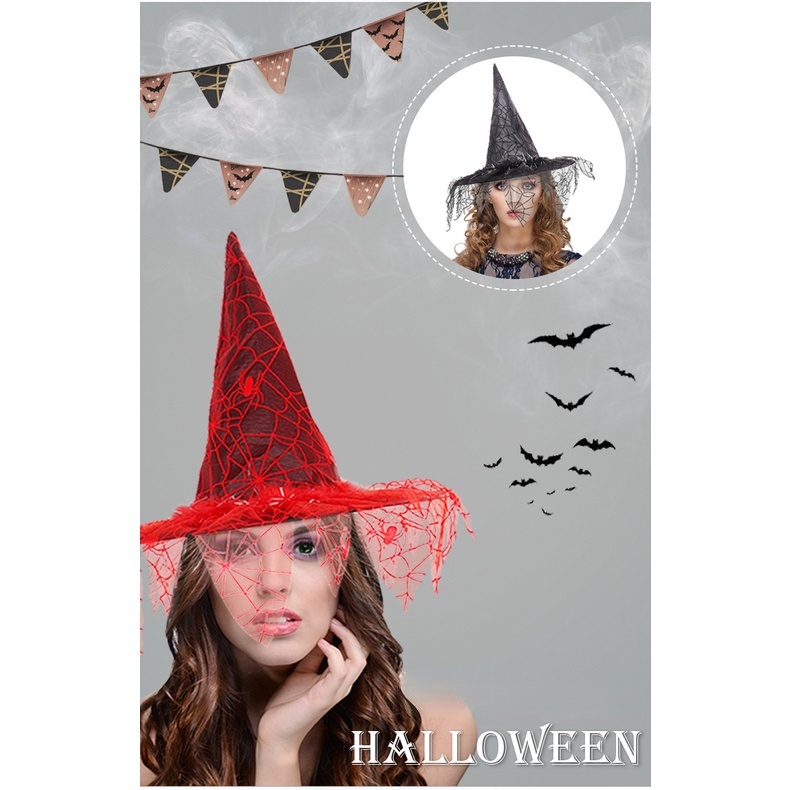 Topi Penyihir Bahan mesh Untuk Halloween