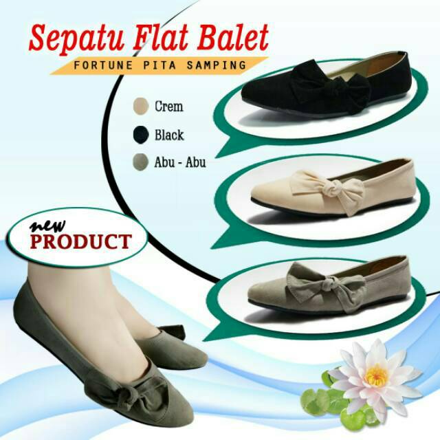 Sepatu flat wanita fortune pita samping