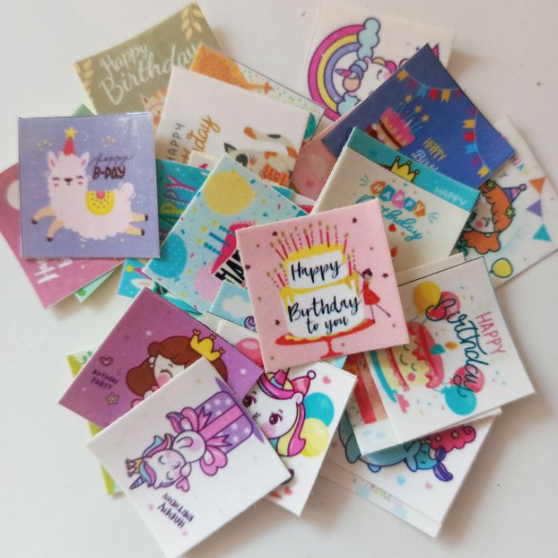 

Sticker happy birthday kotak mini lucu murah