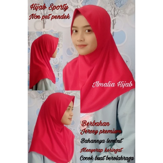 Hijab Sport, Kerudung olahraga, Senam, Renang, Voli, Basket (Non Pet Pendek)
