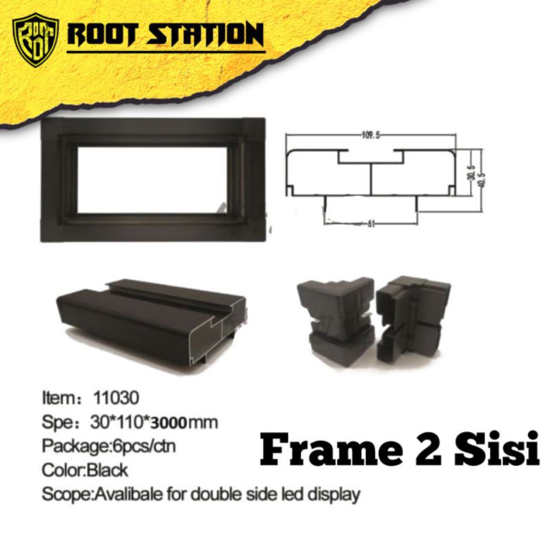 Frame Running Text 2 Sisi Aluminium Type 11030