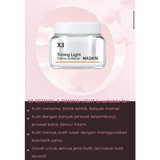 X3 MASKIN TONING LIGHT CREME BY MASKIN/CREAM WAJAH RETINOL MASKIN/X3 RETINOL TONING LIGHT MASKIN-2