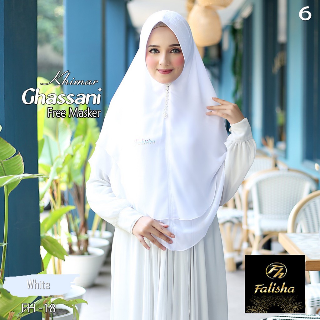 Jilbab Hijab Kerudung Khimar Ceruty CerutI  Babydoll Pet Ped Pad Antem Instan Terbaru Putih Ghassani