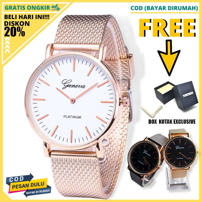 Jam Jsm Jqm Jm Tangan Tangab Tangn Tangam Geneva Stainless Fashion Wanita Cewek Cewe Cwek Perempuan 