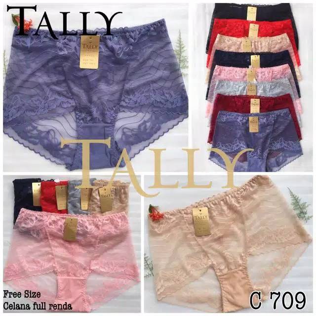 CD WANITA TALLY 709 ( FIT TO XXL) RENDA TRANSPARAN / CELANA DALAM