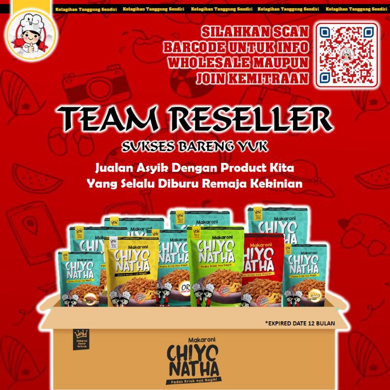 

[8.8] PAKET RESELLER 60 gr (1 Dus isi 38 pcs) Makaroni Chiyo Natha Cemilan Pedas Kriuk