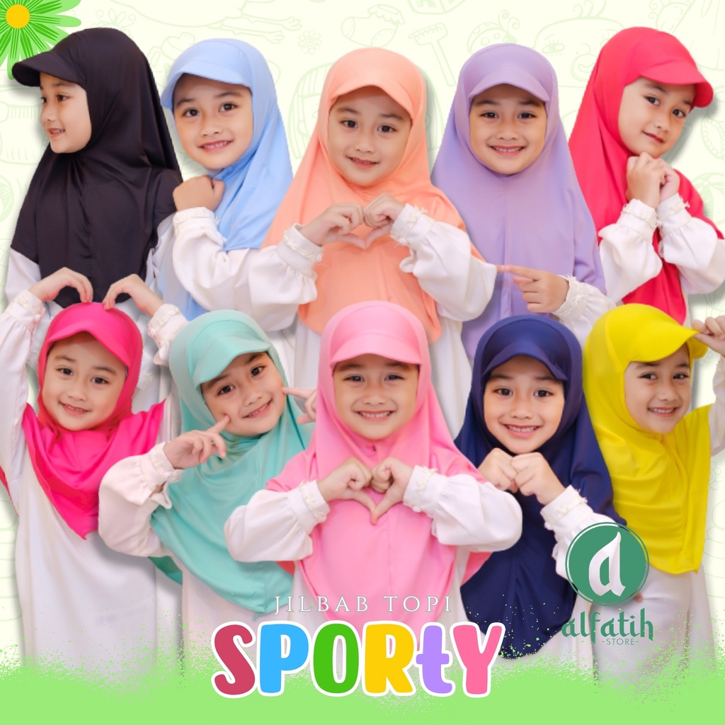 ALFATIH STORE/JILTOP/ Jilbab Topi sporty SD / Jilbab Murah/IANAH