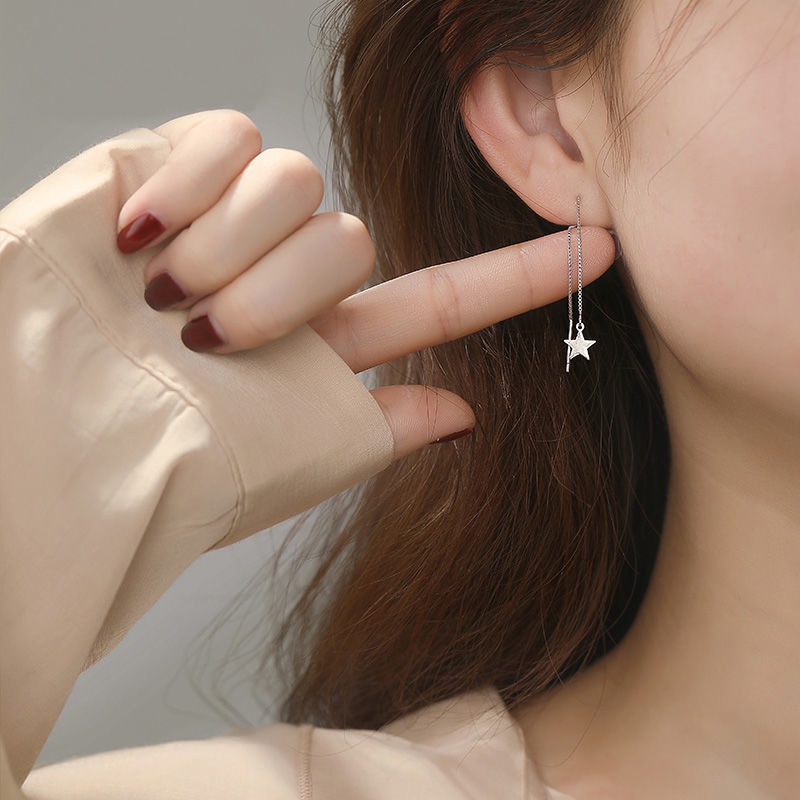 COD❤2Pcs Anting Korea Wanita Panjang Model Tusuk Tindik Rantai Rumbai Earring Perhiasan Fashion Tri