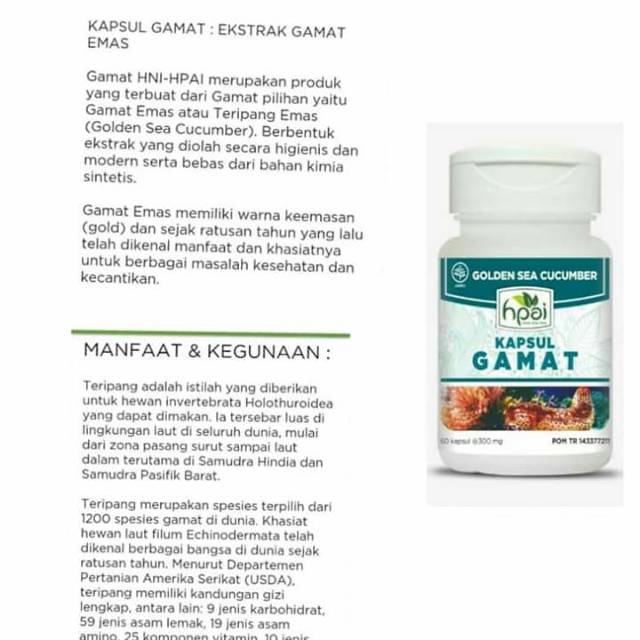 Ampuh Gamat Emas Kapsul Hni Hpai Shopee Indonesia