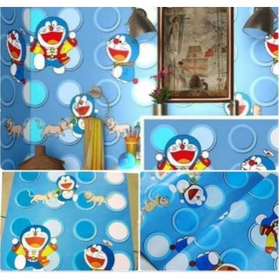 Diskon Homewallpaper - Wallpaper Sticker Dinding Motif Polkadot Doraemon 45cm X 10 M | Walpaper Kamar Anak p5zggese3Yoye