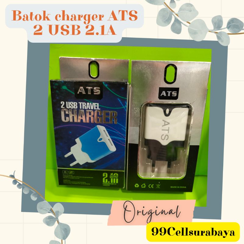 kepala cas Batok charger 2 USB ATS original