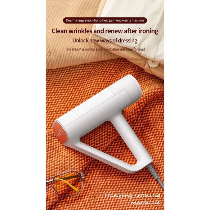 DEERMA Setrika Uap Portable Hand Steamer 160 Derajat Celsius - HS100 - White