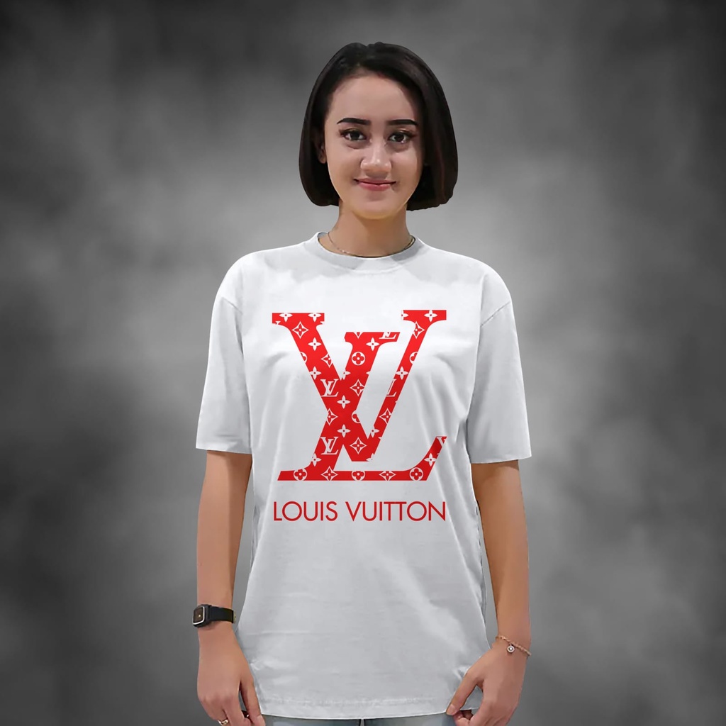 Kaos Wanita Lengan Pendek Lv Warna Marun Atasan