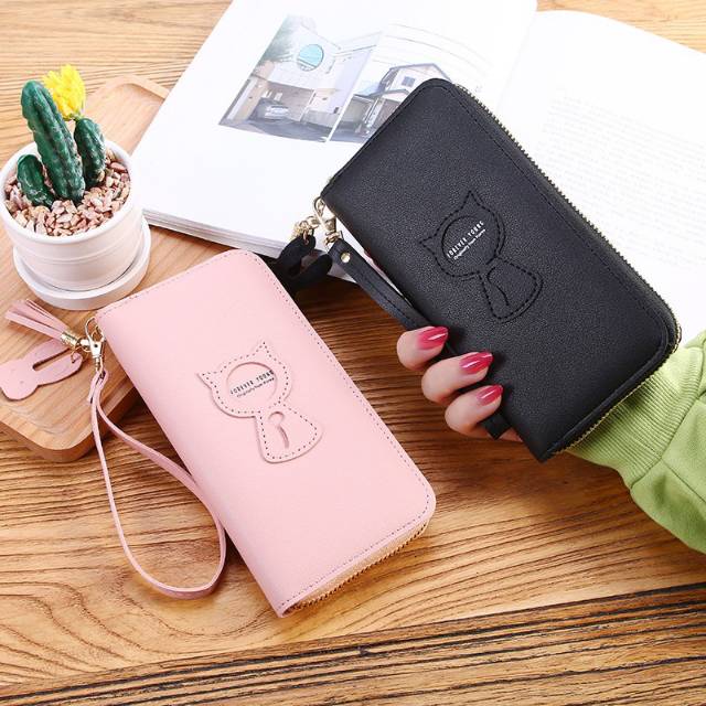 EV-D56 DOMPET PANJANG WANITA TALI / DENGAN MOTIF KUCING LUCU