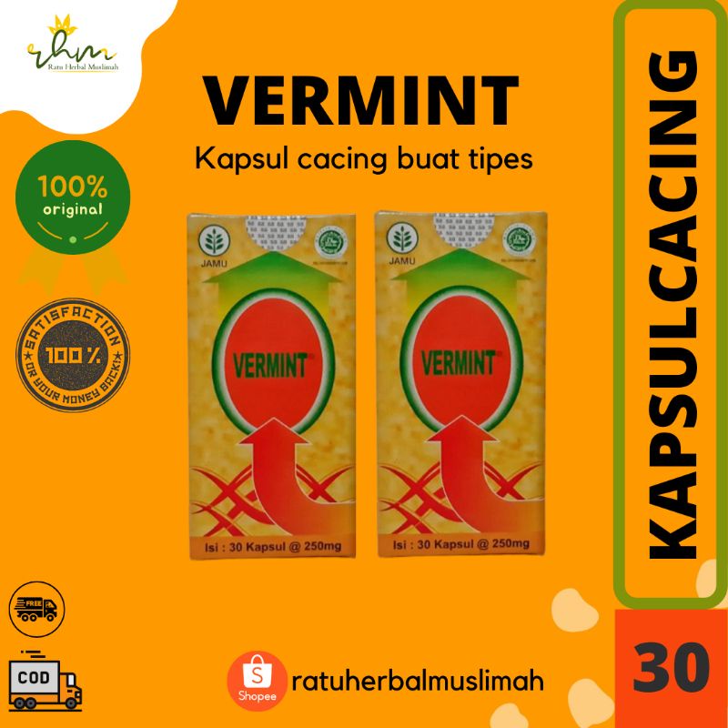 Kapsul cacing tipes, Kapsul cacing kering, Kapsul ekstrak cacing, Vermint kapsul cacing isi 30 kapsu