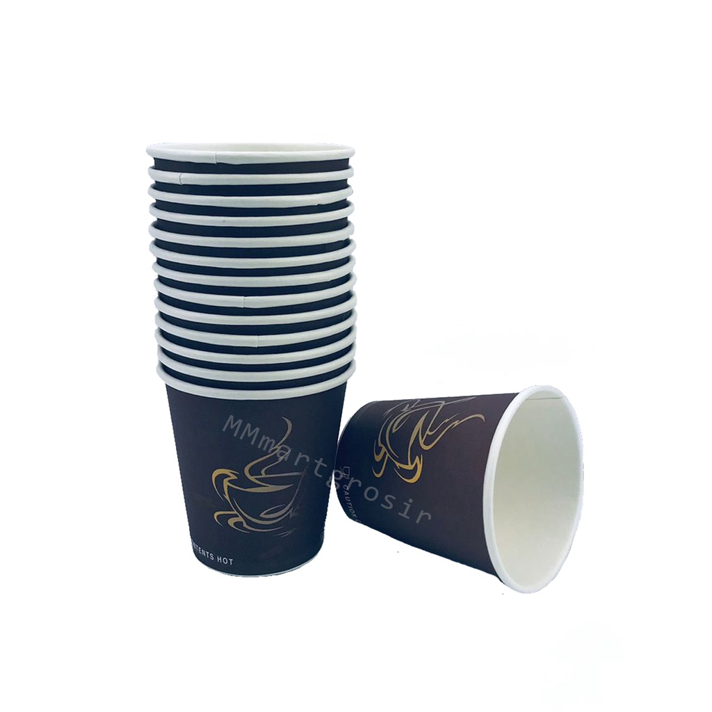 Paper cup / Gelas Kertas / full cokelat / motif cangkir kopi /6.5 oz