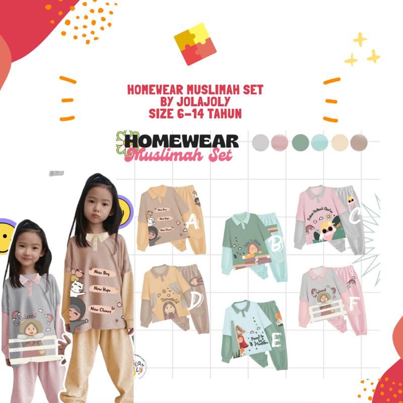HOMEWEAR MUSLIMAH SET BY JOLA & JOLY 6-12 TAHUN