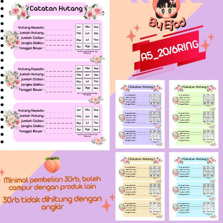 

Sudah READY.. 15 LEMBAR A5 bolak balik catatan hutang