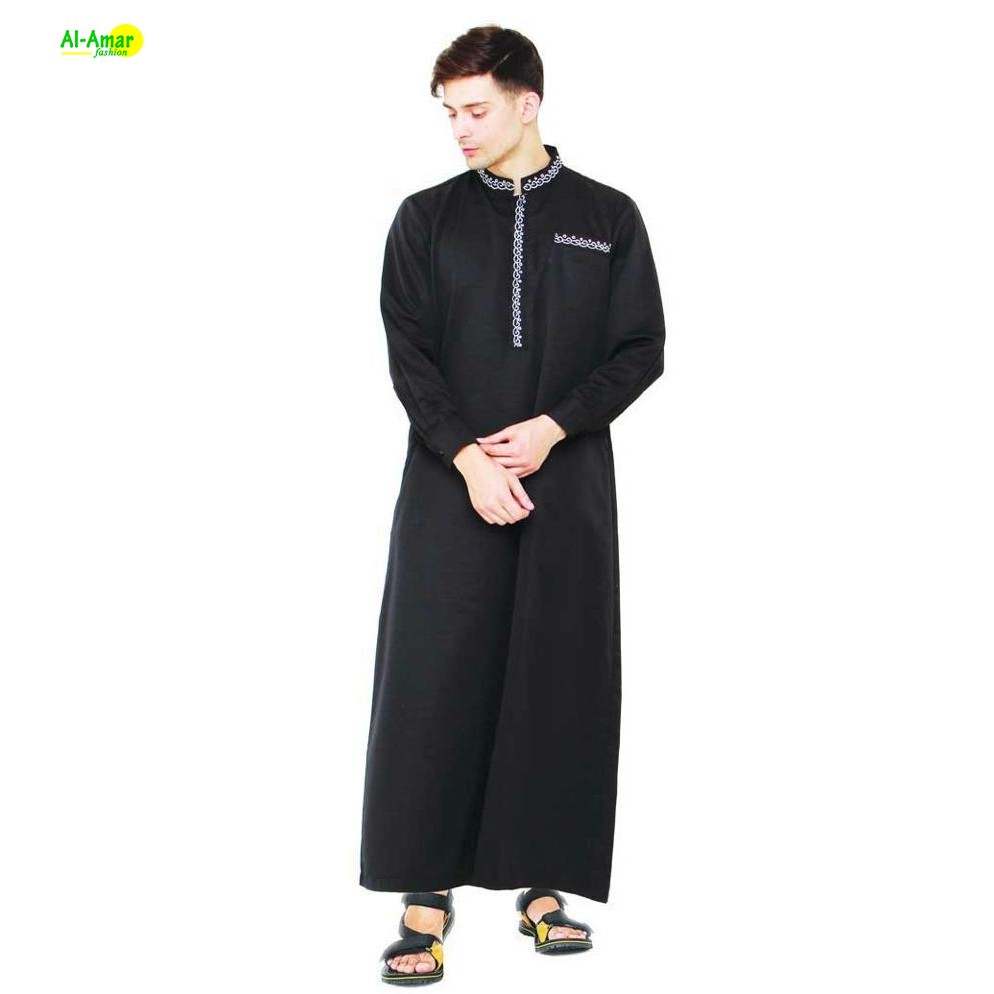 Baju Gamis Pria Dewasa Terbaru 2021 Lengan Panjang Hitam Polos Bahan Premium Adem