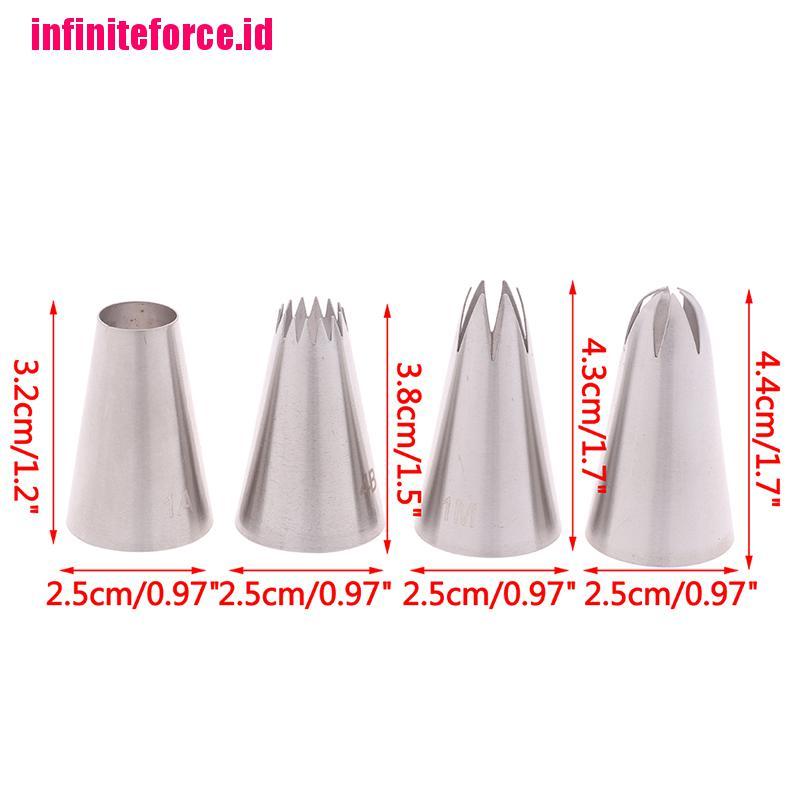 4Pcs Large Icing Piping NozzlePastry Tips Baking Tools Cakes Set Stainless Steel