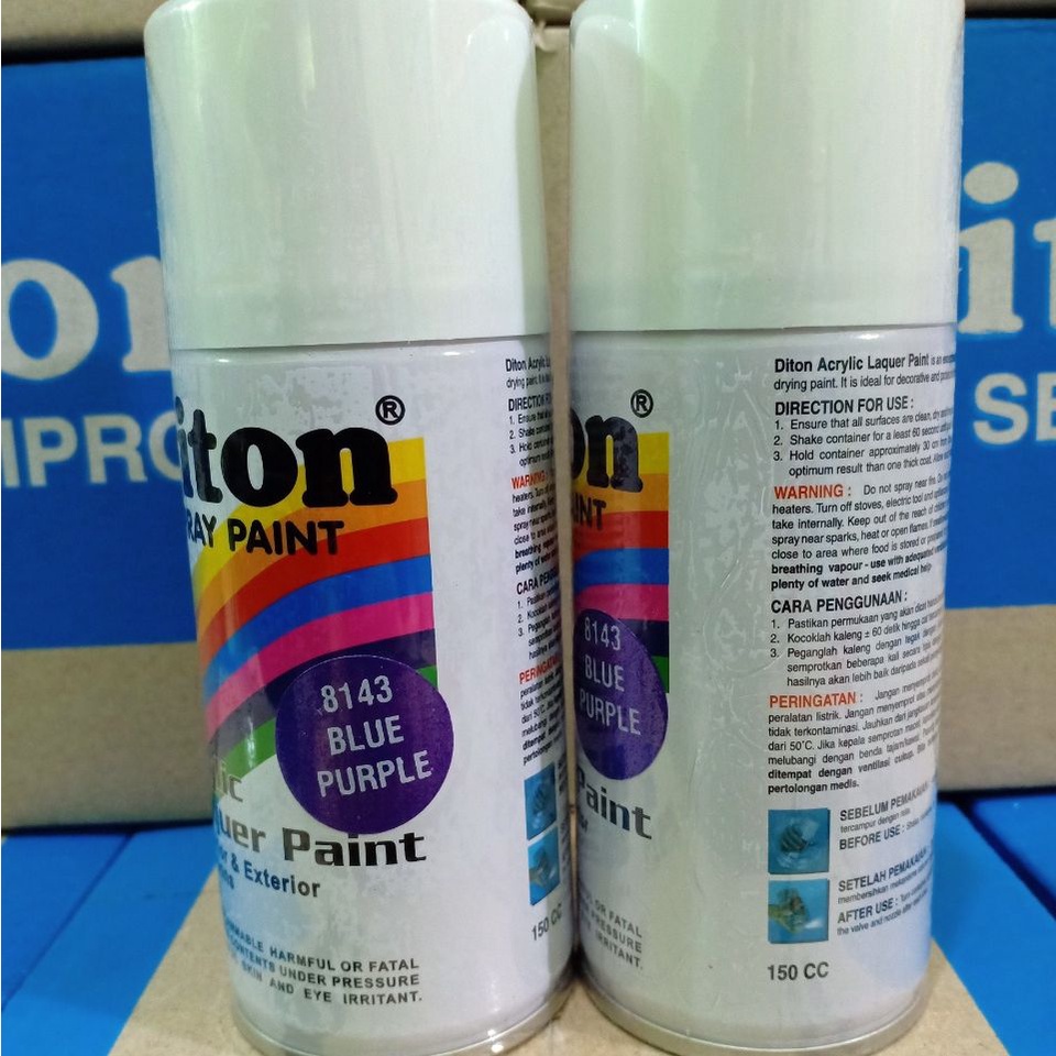 DITON Spray Paint Acrylic Lacquer Paint Pilox Cat Semprot  - 8143 Blue Purple / Ungu Metalik (150cc/Kecil)