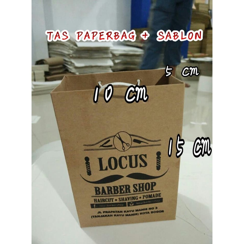 

tas paperbag |shopping bag| ukuran 10 cm x 5 cm x 15 cm + sablon