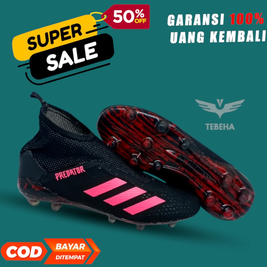 Sepatu Bola Adidas Predator Hitam Full free kaos kaki Sepatu bola adidas pria keren terbaru awet dan