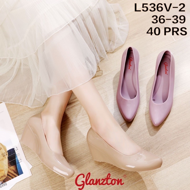 Sepatu Wedges Glanzton Warna Glossy L536V