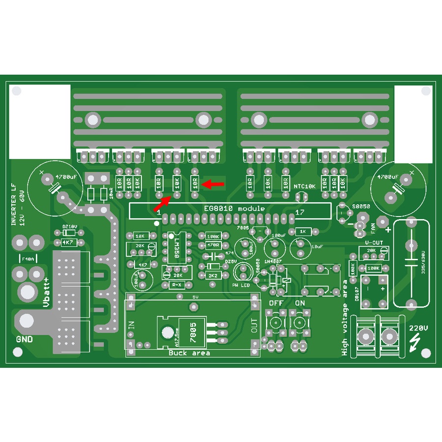 Jual PCB INVERTER PSW PURE SINE WAVE 1000W 1KVA EGS002 LF BONUS SHUNT