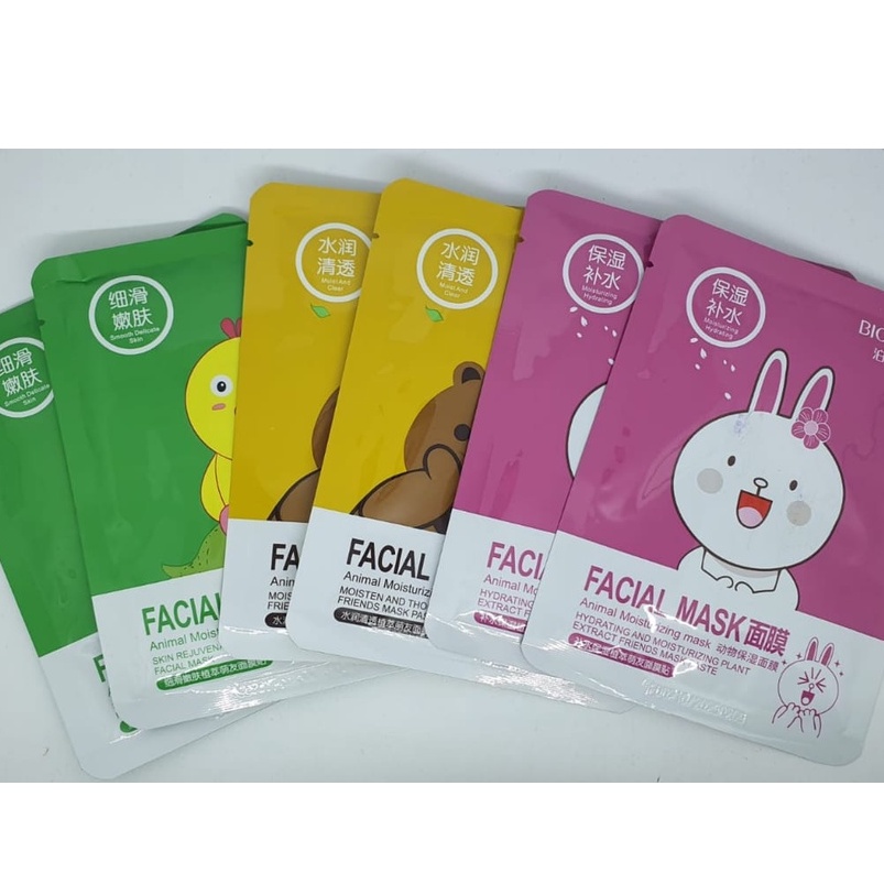 ANIMAL SHEET MASK MASKER WAJAH ANIMAL KARAKTER LINE