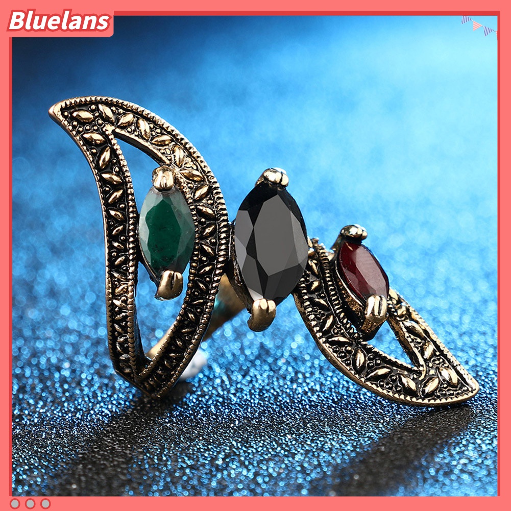 Cincin Knuckle Midi Desain Ukiran Hollow Bahan Resin Warna-Warni Gaya Turki Vintage Untuk Wanita