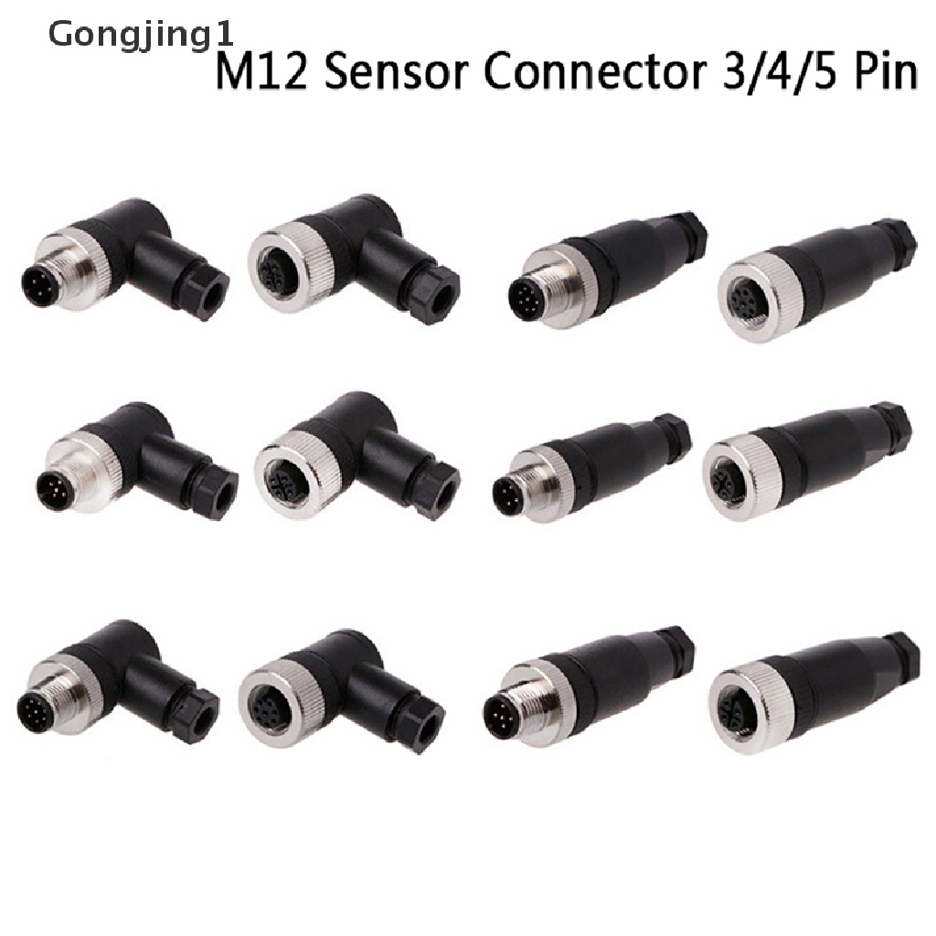 Gongjing1 1Pc Konektor sensor M12 3 / 4 / 5 pin male / female