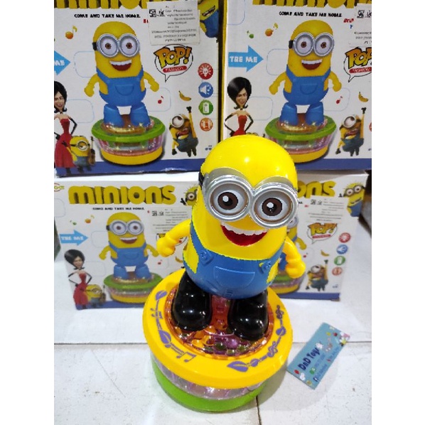 Mainan Dancing Minion Suara Musik Lampu Baterai