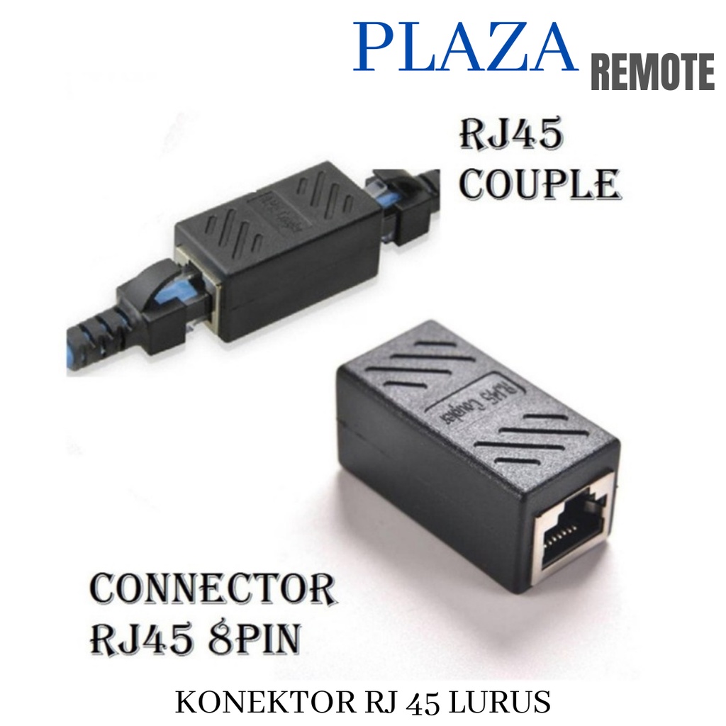 BARREL RJ45 SAMBUNGAN LAN EXTENSION KONEKTOR ADAPTER COUPLER CAT 5 6 7 LURUS HITAM