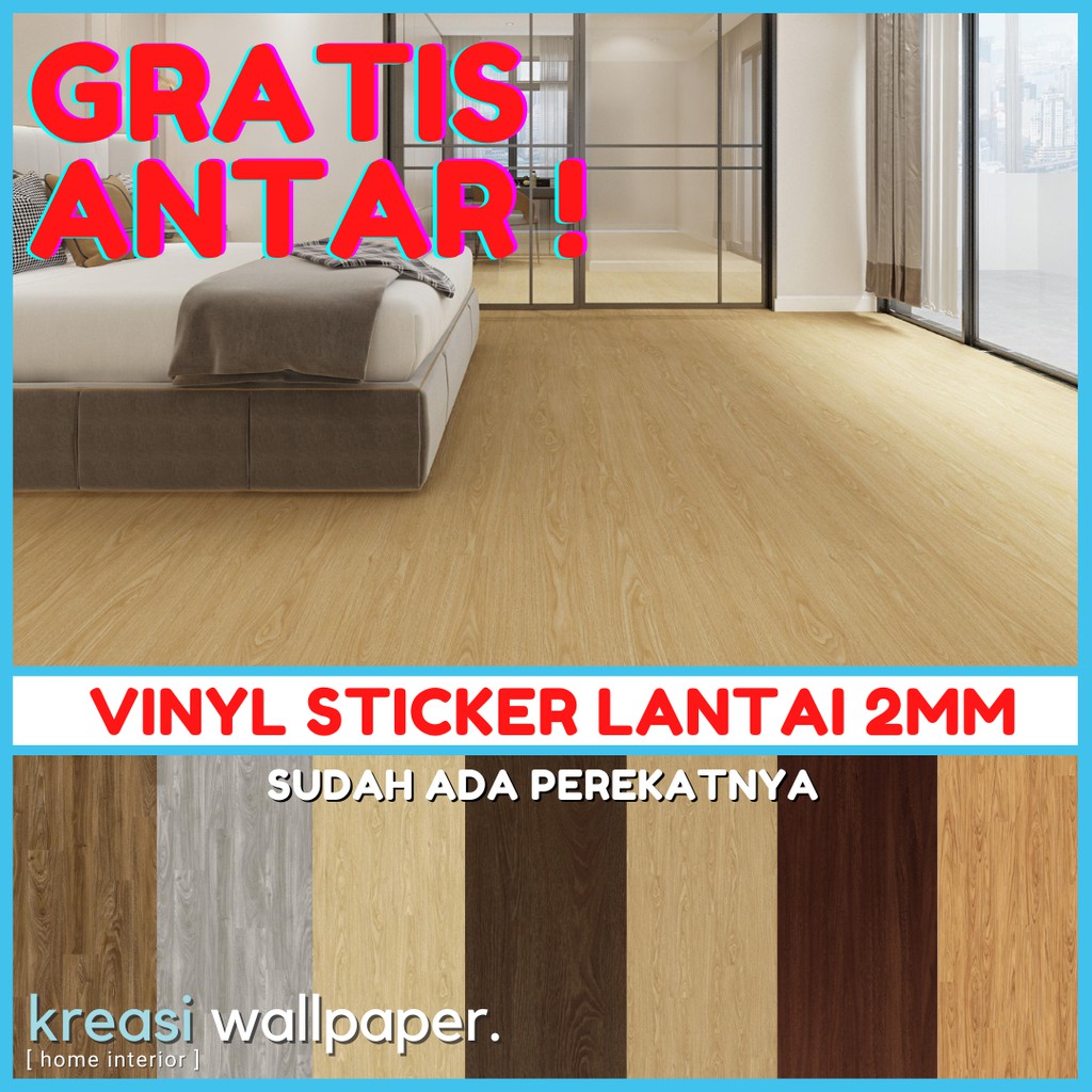 Vinyl Lantai Sticker Stiker Motif Kayu Parket 2mm Per Box 3.345 m2 isi 24 Lembar  Ada Lem Perekatnya