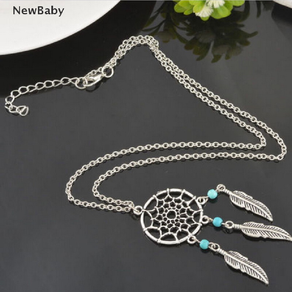 Kalung Rantai Dengan Liontin Dream Catcher Aksen Batu Turquoise Untuk Wanita