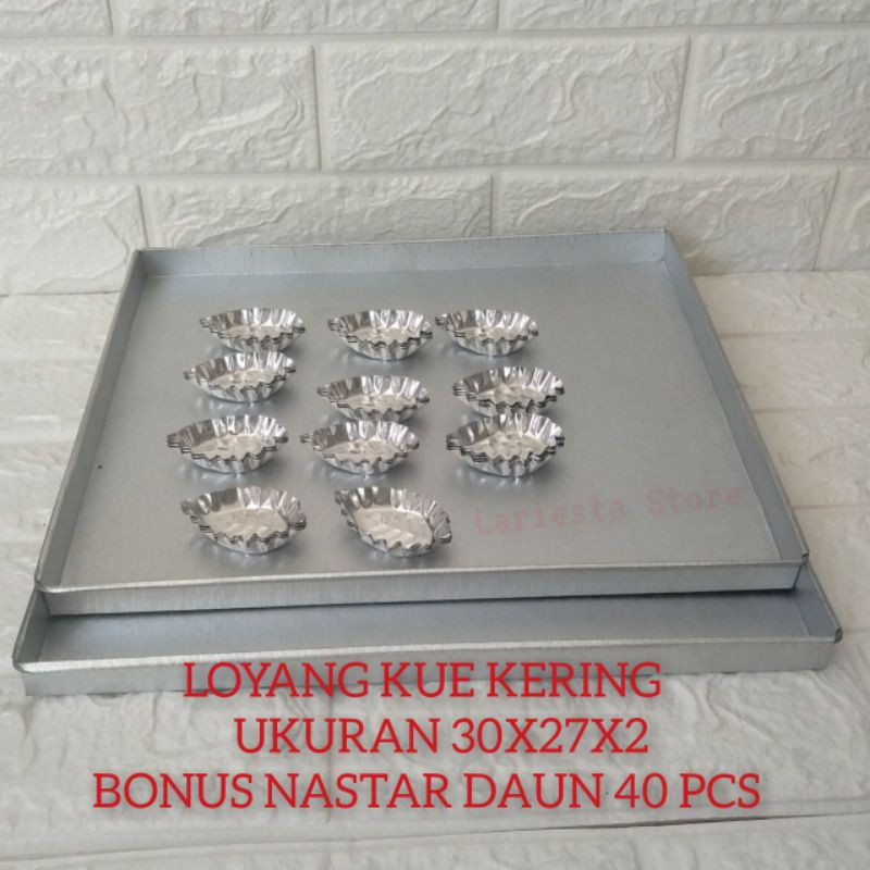 2 Pcs loyang kue kering tebal ukuran 30x27 gratis nastar daun 40 Pcs