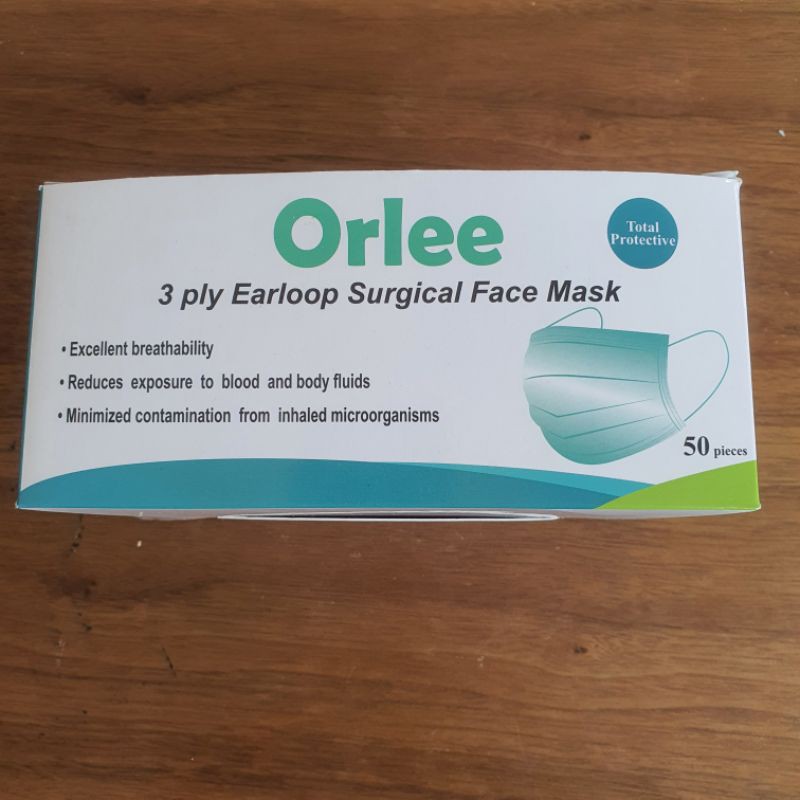 masker 3 ply / orlee / asli orginal / kawat hidung/ earloop / murah /kemenkes/ surgical face mask /