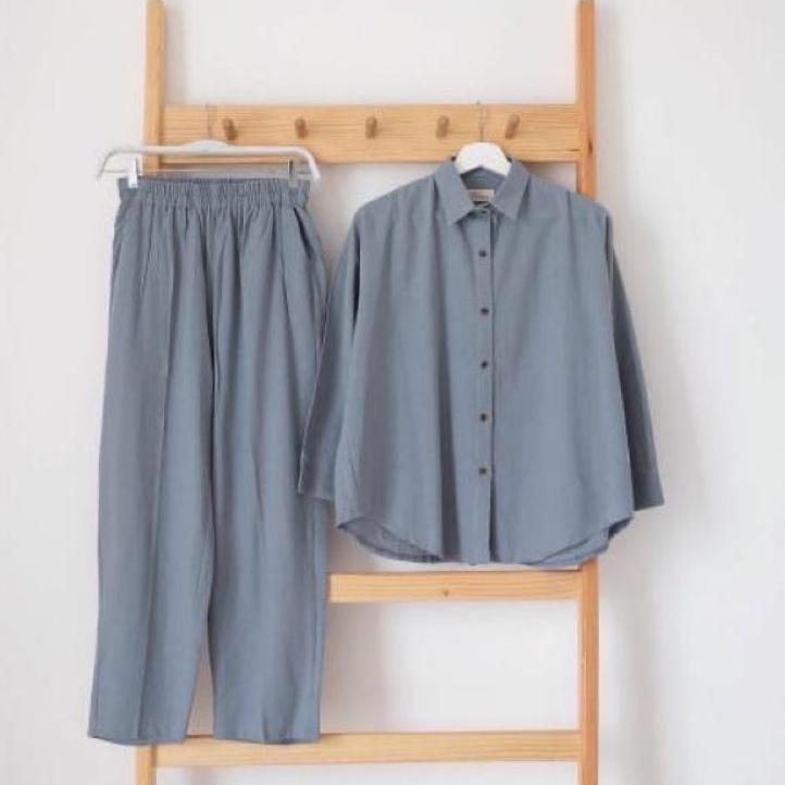 Menarik.. ONE SET WANITA CRINCLE AIR FLOW PREMIUM // STELAN KEMEJA WANITA/SET BLOUSE WANITA FULL KAN