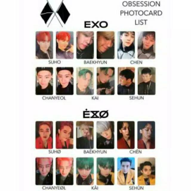 Unofficial photocard sehun chanyeol obsession album exo photocard replika