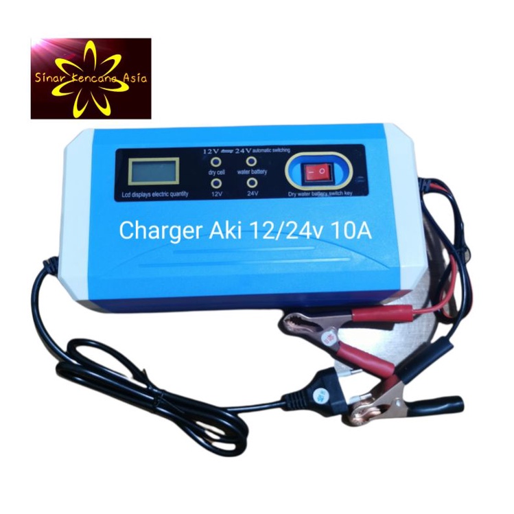 Charger Aki KERNDY 10A 12V/24V Mobil Motor Water Batteray Dry cell