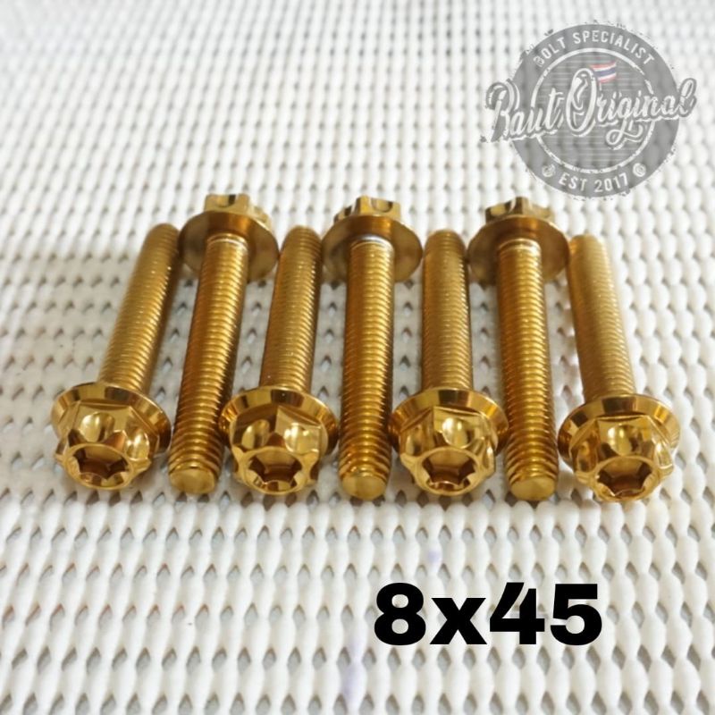 Baut probolt 8x45 gold new model drat 12 panjang 4.5cm Heng thailand