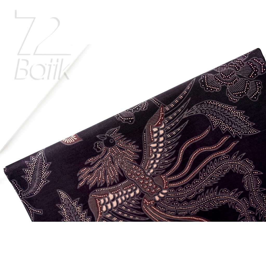 KAIN BATIK PREMIUM Bahan Katun Motif Burung Asri Warna Hitam 727641 CAP 72