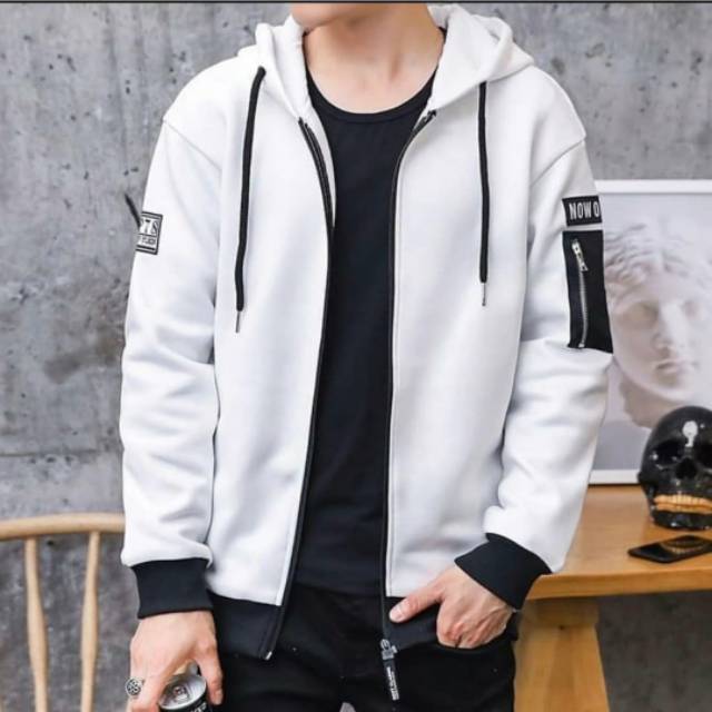 Sweater Hoodie  NOW ORI BOMBER ZIPER HOODIE fleece tebal - jaket pria