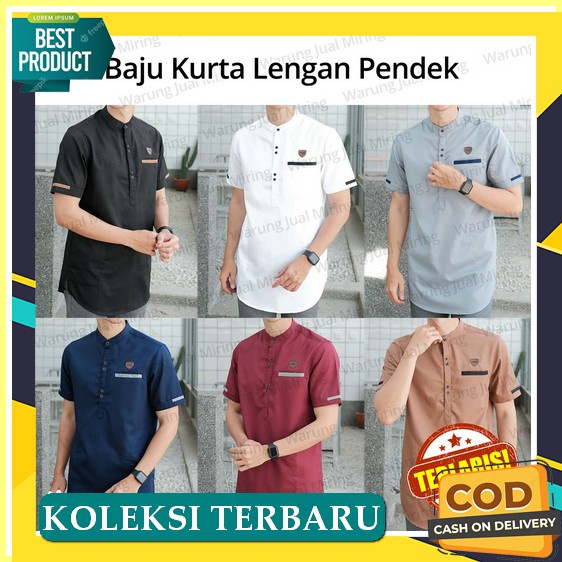 Baju Koko Kurta Pria Lengan Pendek Model Ff Koko Pria Terbaru 2022 Terlaris Size M L Xl Koko Agam Ba