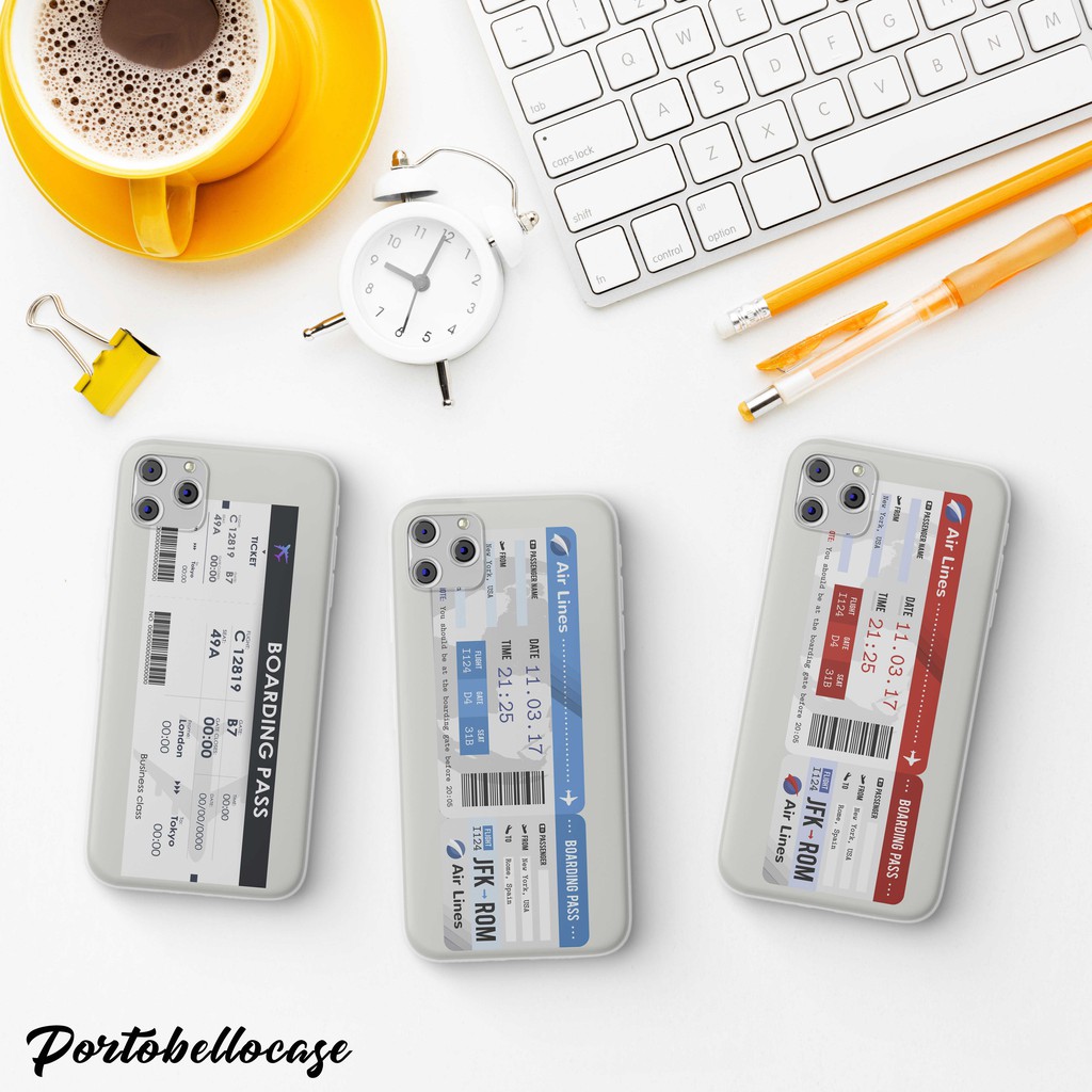 [SILIKON] Case casing TCK  transparan dan latar putih tiket pesawat vivo oppo realme redmi iphone