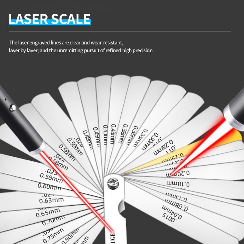 Feeler Gauge 32 Blades/Metric Imperial Gapped Filler Measure/Kit Pengukur Ketebalan