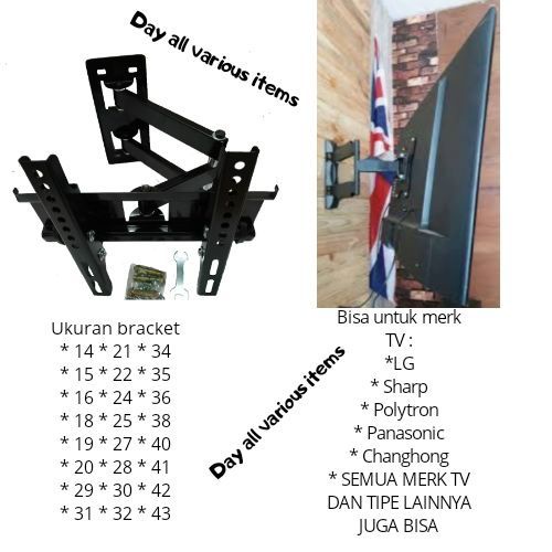 BRACKET LED TV SWIFEL 14-43 INCHI, BREKET LED 14-43 INCHI, BRIKET 14-32 INCHI, BRACKET TV, BREKET LED TV , breket tv led , breket tv led 32 , Others